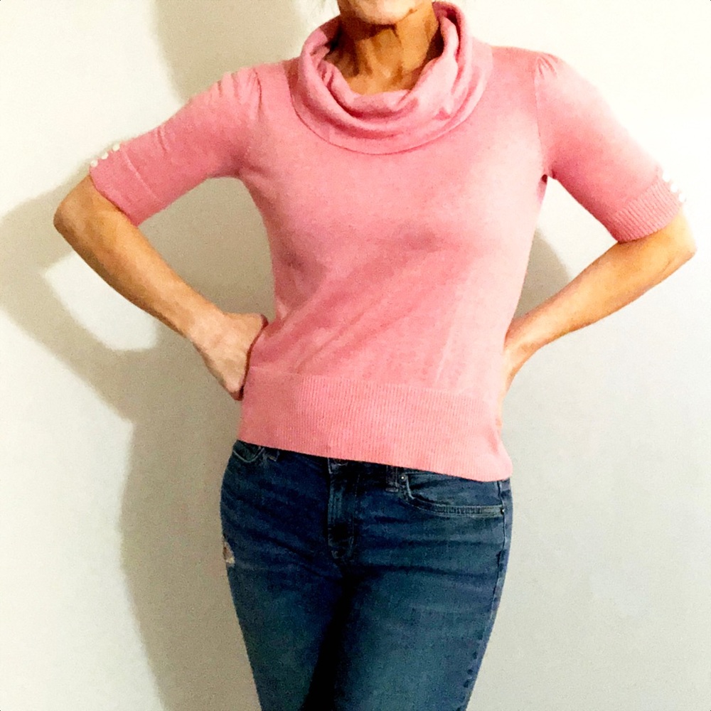 Eddie Bauer Short-Sleeve Cowl Neck Fitted Sweater